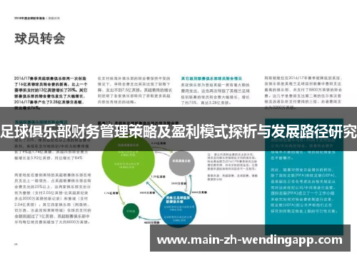 足球俱乐部财务管理策略及盈利模式探析与发展路径研究