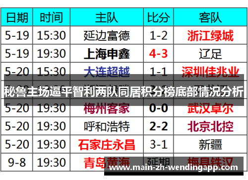 秘鲁主场逼平智利两队同居积分榜底部情况分析